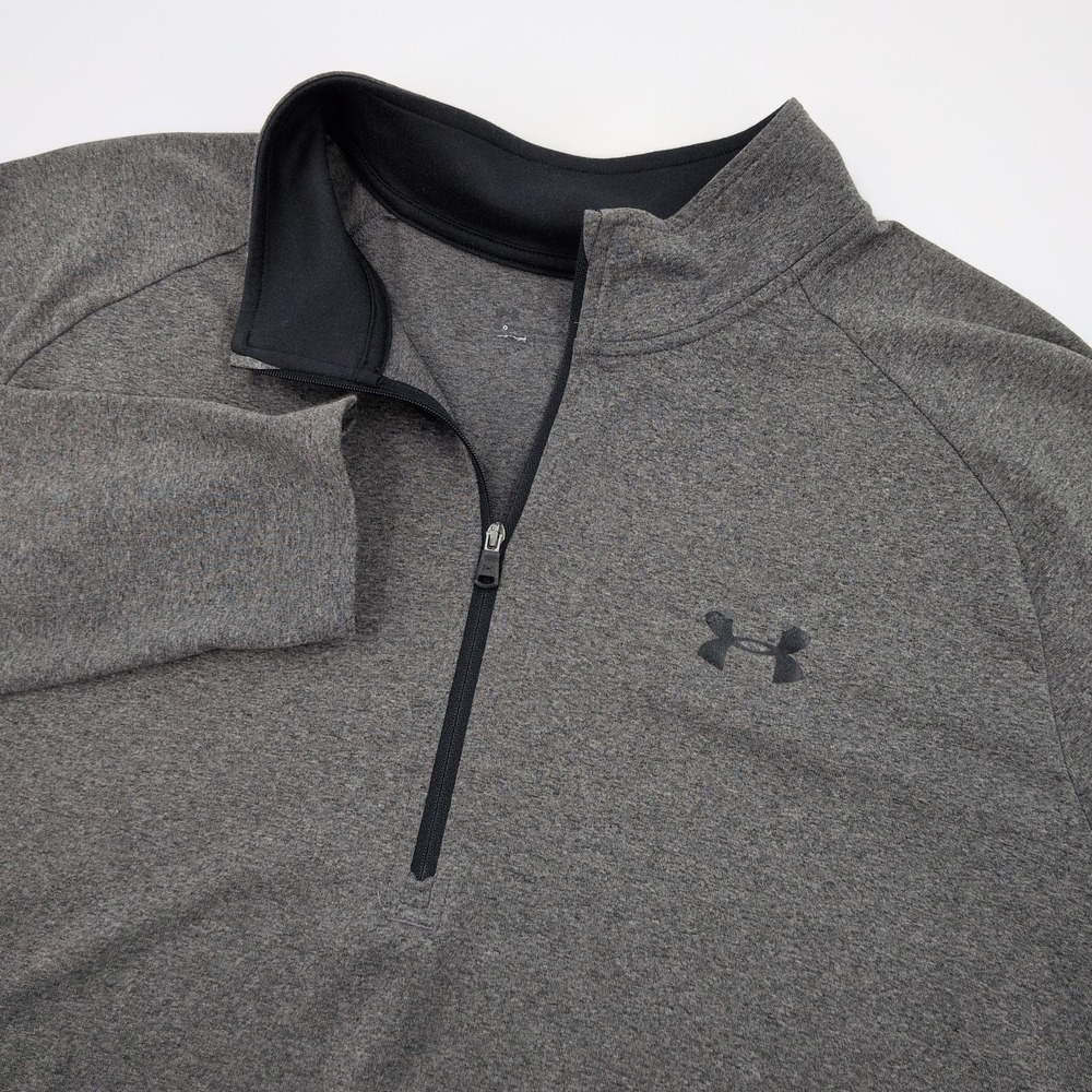 Under Armour Pullover Shirt Mens Size Large Gray 1/4 Zip Long Sleeve Heat Gear